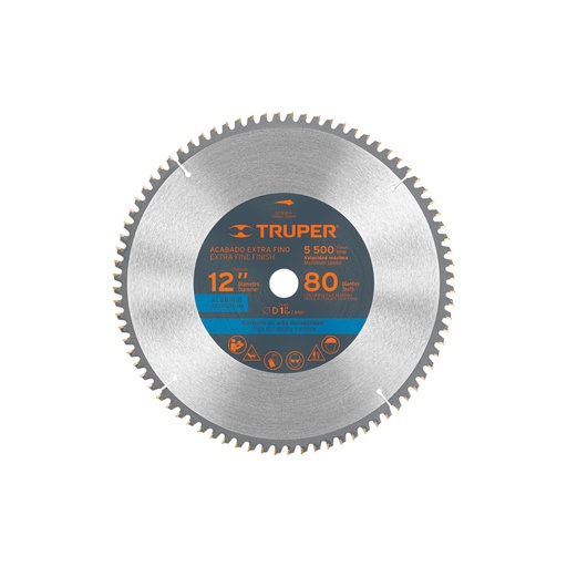 [12685] Disco sierra 12' para aluminio, 80 dientes centro 1', TRUPER ST-1280A