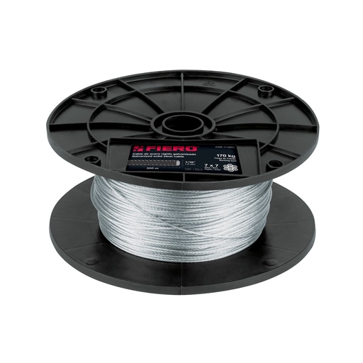 [48795] Metro de cable rígido 1/16' de acero 7x7 hilos, 300 m, FIERO CAB-1/16R3