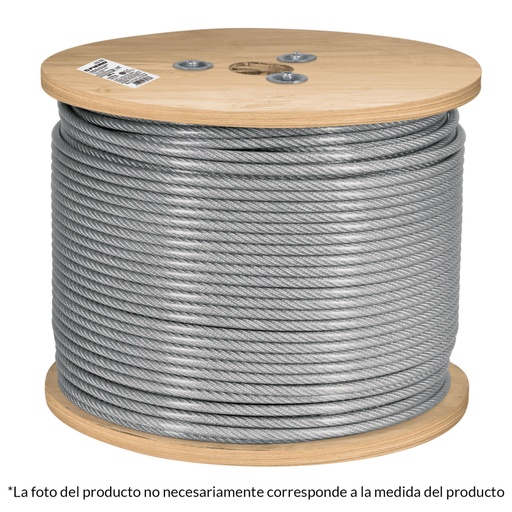 [48806] Metro de cable rígido 1/8' acero 7x7 recubierto PVC, 300 m CAB-1/8RX3