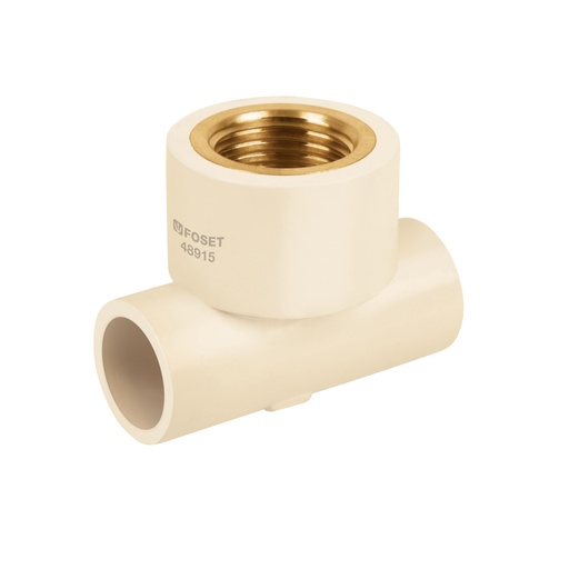 [48915] Tee reducida hembra de CPVC 3/4' x 3/4' x 1/2' inserto latón CPVC-702