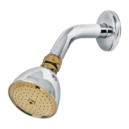 [49147] Regadera cónica 2-1/2',metálica, brazo y chapetón, cromo-oro R-509G