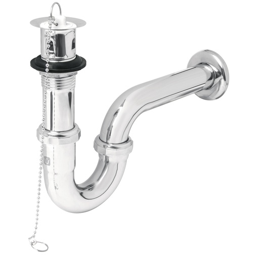 [49335] Céspol 1-1/4' c/contra, tapón y cadena, latón cromo,p/lavabo CE-207