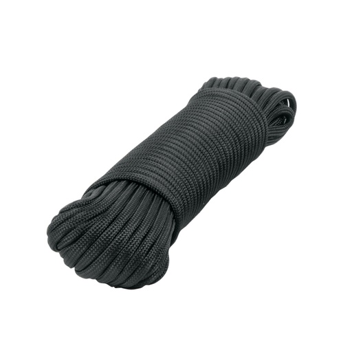 [49703] Piola de nylon paracord de 4mm x 15m negro, madeja, FIERO PIO-415NN
