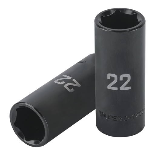 [100921] Dado largo impacto de 22 mm, 6 puntas, cuadro 1/2', TRUPER D-7322-ML