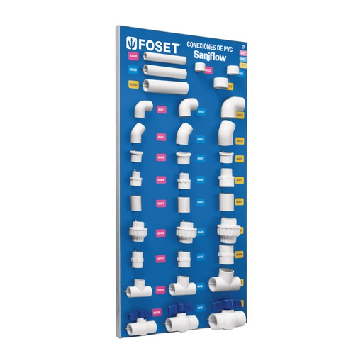 [55943] Exhibidor de conexiones de PVC hidráulico, cédula 40 EX-PVC-FOS