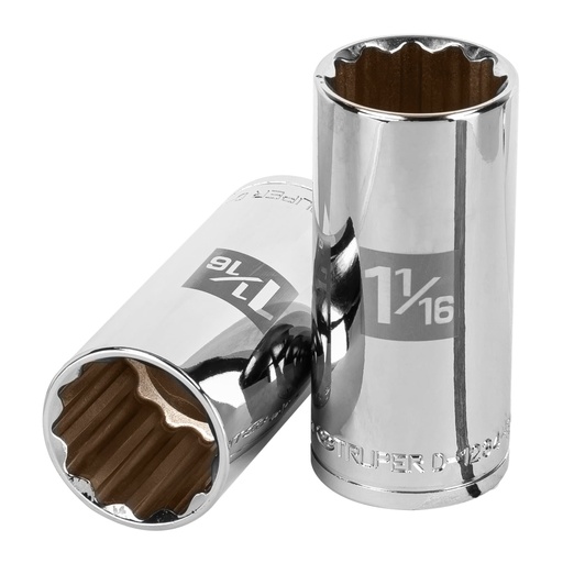 [13371] Dado largo de 1-1/16', 12 puntas, cuadro 1/2', TRUPER D-1234-EL