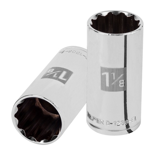 [13372] Dado largo de 1-1/8', 12 puntas, cuadro 1/2', TRUPER D-1236-EL