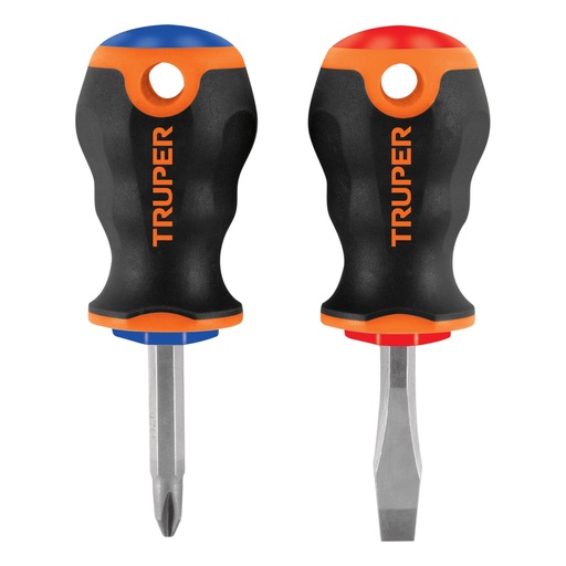 [19624] Dúo de desarmadores 1/4' x 1-1/2' mango Comfort Grip, TRUPER JDT-2B