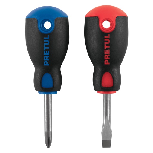 [20217] Dúo de desarmadores 1/4' x 1-1/2' mango Comfort Grip, PRETUL JDT-2BP