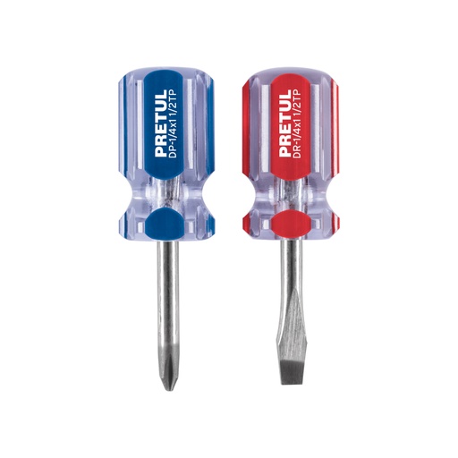 [21379] Dúo de desarmadores 1/4 x 1-1/2' mango de PVC, PRETUL JDT-2TP