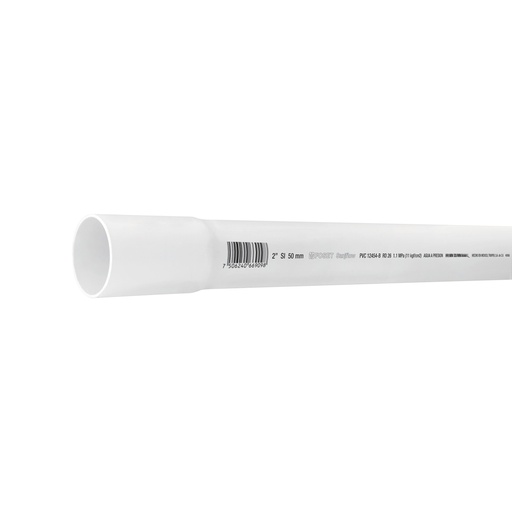 [40086] Tubo de 2' PVC hidráulico RD 26, 3m, 1.8kg, FOSET PVC-106