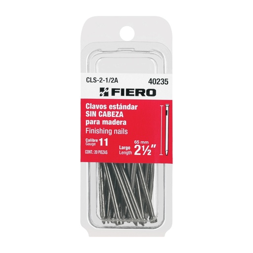 [40235] Blíster con 20 clavos estándar 2-1/2' sin cabeza, FIERO CLS-2-1/2A