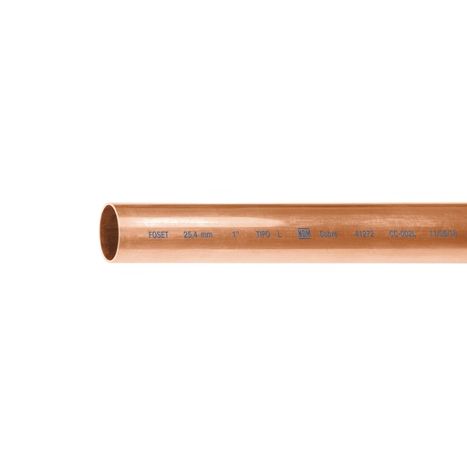 [41273] Tubo rígido de cobre 1' tipo 'L', 3m, 2.9kg, FOSET CC-003L