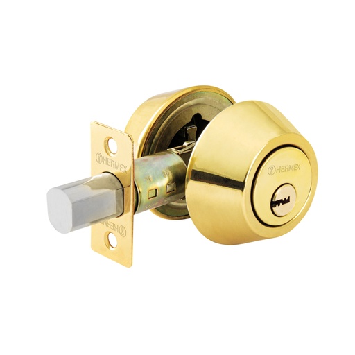 [43592] Cerrojo llave-llave latón brillante, llave puntos, HERMEX CERO-12