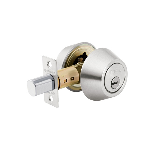[43602] Cerrojo llave-llave cromo mate, llave puntos, HERMEX CERO-32