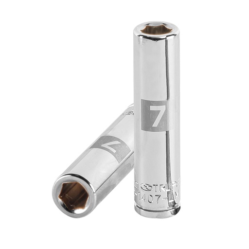 [13201] Dado largo de 7 mm, 6 puntas, cuadro 1/4', TRUPER D-1407-LM