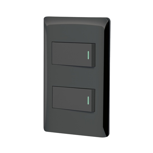 [47888] Placa armada negra 1 interruptor y 1 de 3 vías 1 mód, Lisboa PA-APDO1-ELN