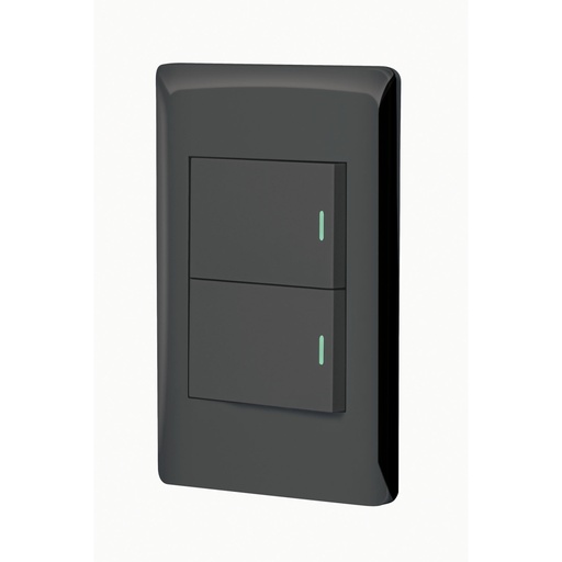 [47894] Placa armada negra 1 interruptor y 1 de 3vías 1.5mód,Lisboa PA-APDO15-ELN