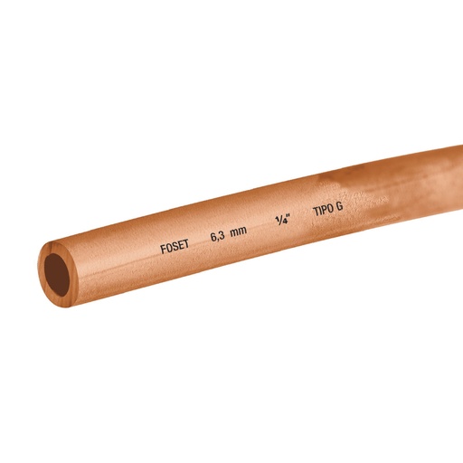 [48155] Tubo flexible de cobre 1/4', rollo de 15m, 1.7kg, FOSET CC-001F