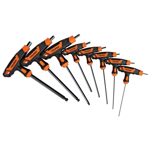 [100934] Juego 8 llaves hexagonales std extralarga mango T,punta bola ALL-8TPX