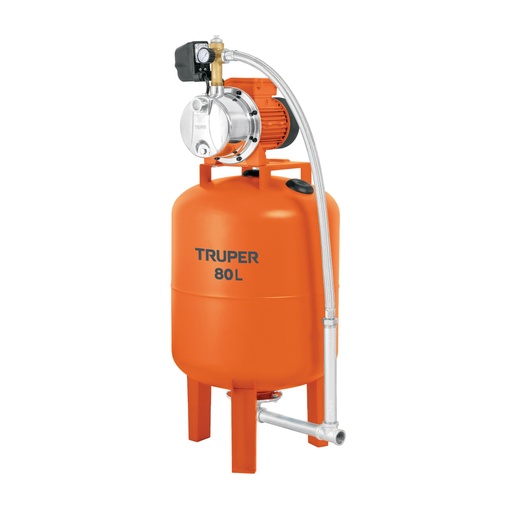 [104049] Equipo hidroneumático 80L, jet inoxidable 1 HP, TRUPER HIDR-1X80