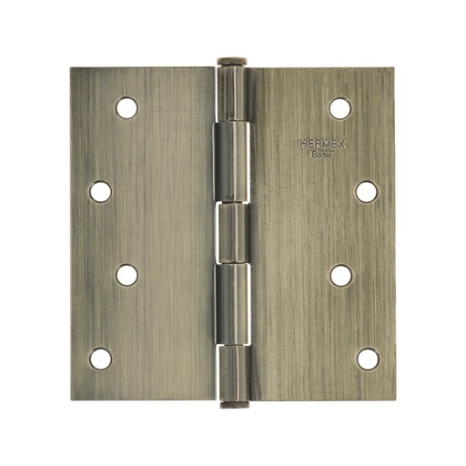 [25105] Bisagra cuadrada 4', latón antiguo, cabeza plana, BASIC BC-402PP