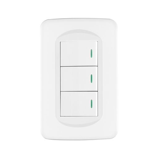 [29054] Placa armada 3 interruptores 1 módulo, Toledo, BASIC PA-APTR-TB