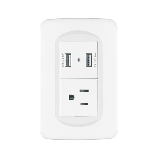 [29062] Placa armada 1contacto y 2 puertos USB 1.5 módulos, Toledo COUSB-TB