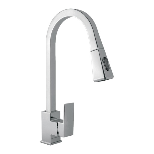 [44074] Monomando nariz retráctil para fregadero, cromo, FOSET KUBO KUF-82