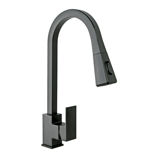 [44227] Monomando nariz retráctil para fregadero, negro, FOSET KUBO KUF-82M