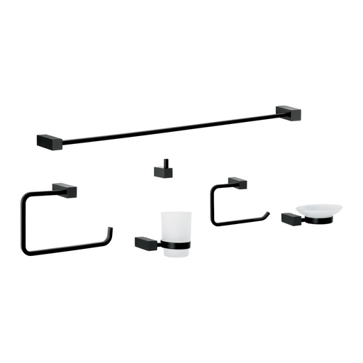 [44332] Juego de 6 accesorios para baño, negro, FOSET KUBO KUA-7000M