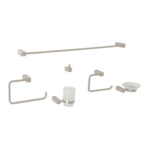 [44333] Juego de 6 accesorios para baño, satín, FOSET KUBO KUA-7000N