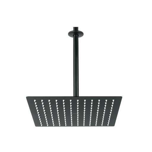 [44821] Regadera plato cuadrado 12' con brazo, negro, FOSET RIVIERA R-312M