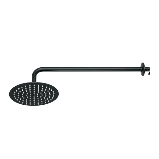 [44827] Regadera plato redondo 8' con brazo, negro, FOSET RIVIERA R-309M