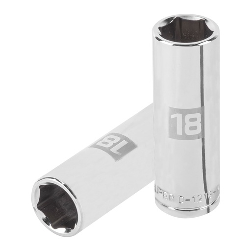 [13358] Dado largo de 18 mm, 6 puntas, cuadro 1/2', TRUPER D-1218-ML
