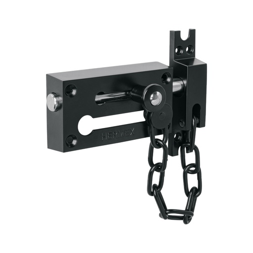 [45677] Pasador con cadena para puerta, acabado negro, HERMEX PACA-6