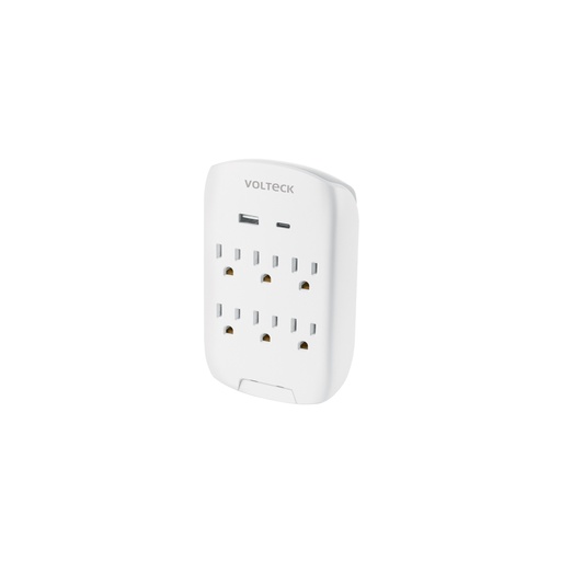 [45747] Multicontacto de pared, 800 Joules, 6 contactos y 2 USB A+C MUL-682U