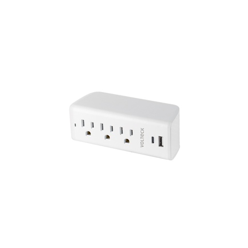 [45749] Multicontacto de pared, 3 contactos y 2 USB A+C, VOLTECK MUL-302U