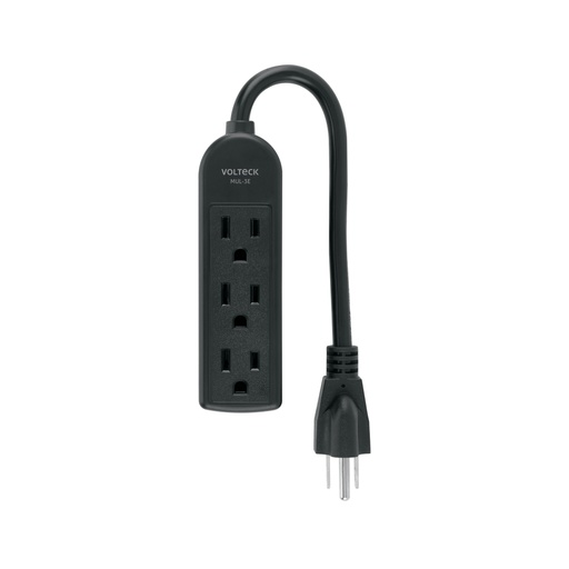 [45865] Multicontacto doméstico 3 entradas, negro VOLTECK MUL-3EN