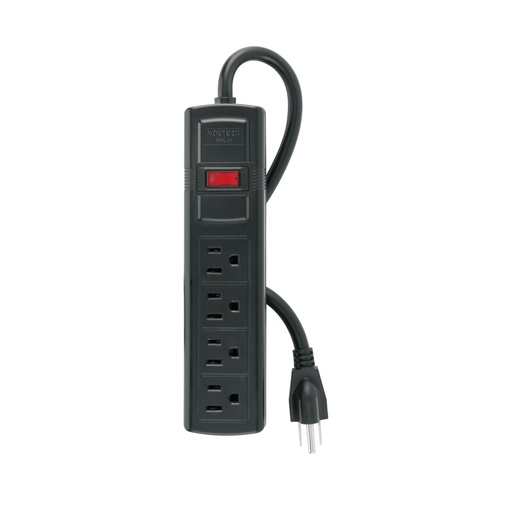 [48539] Multicontacto doméstico con 4 entradas, negro, VOLTECK MUL-4N
