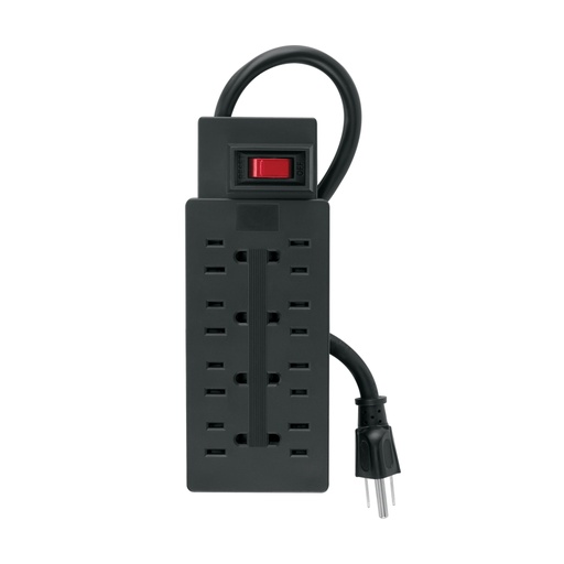 [48792] Multicontacto de uso rudo con 8 entradas, negro, VOLTECK MUL-8N