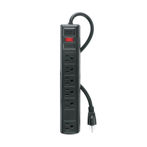 [49525] Multicontacto uso rudo 6 entradas sup. de picos 270 J, negro MUL-627N