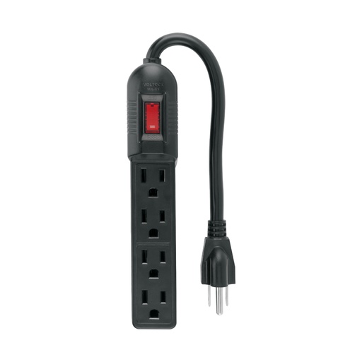 [49543] Multicontacto económico 4 entradas, negro, VOLTECK MUL-4EN