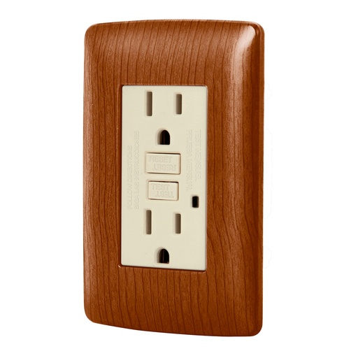 [49813] Contacto dúplex falla a tierra GFCI, madera, línea Italiana CODO-GFCIM