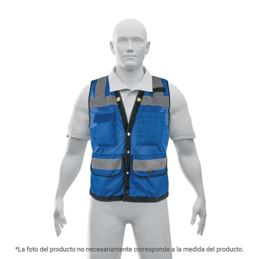 [103987] Chaleco seguridad reforzado azul con bolsas, G, EXPERT CHS-800A-L