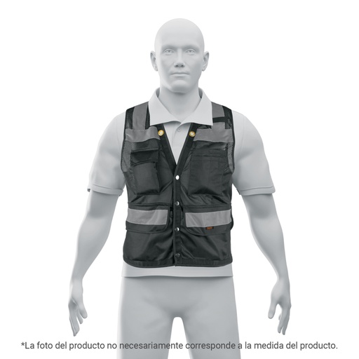 [103990] Chaleco seguridad reforzado negro con bolsas, G, EXPERT CHS-800NE-L