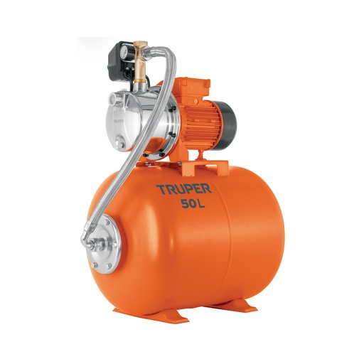 [104047] Equipo hidroneumático 50L, jet inoxidable 3/4 HP, TRUPER HIDR-3/4X50