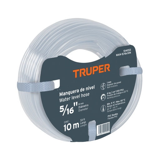 [104053] Manguera de Nivel, 5/16', rollo de 10m, TRUPER MAN-5/16X10N