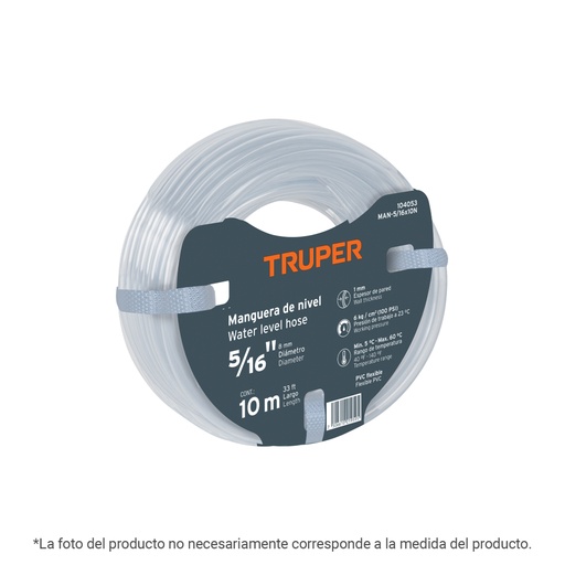 [104056] Manguera de Nivel, 3/8', rollo de 10m, TRUPER MAN-3/8X10N