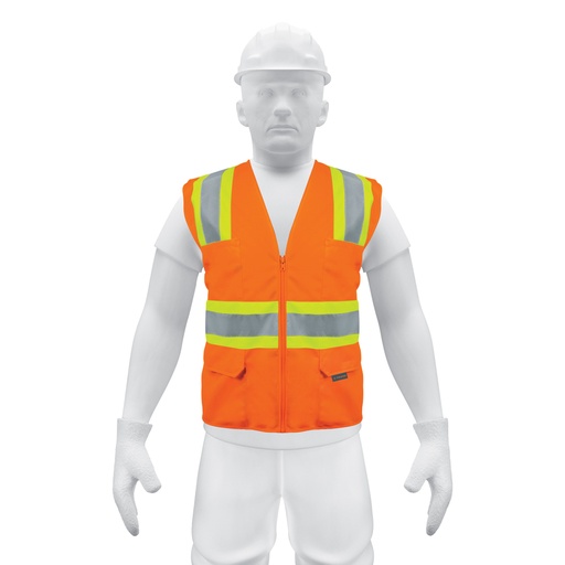 [13475] Chaleco de seguridad naranja max visibilidad y 6 bolsas CHS-700N